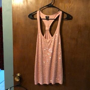 Rose colored sequin tank top